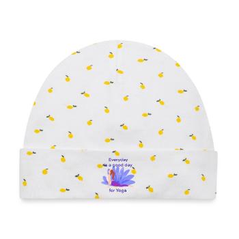 Yoga - Baby Premium Organic Mütze - Weiß/Zitronengelb - Vorne