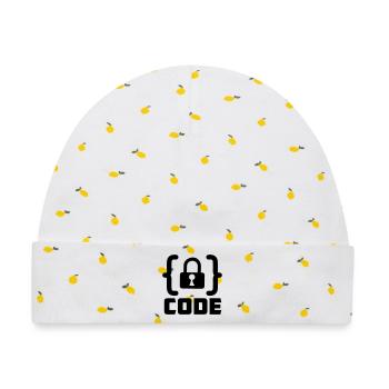 Code mit Sperrprogrammierer - Baby Premium Organic Mütze - Weiß/Zitronengelb - Vorne