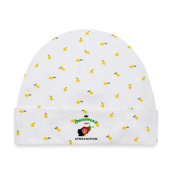 Afghanistan Original 100% Flaggen Design - Baby Premium Organic Mütze - Weiß/Zitronengelb - Vorne