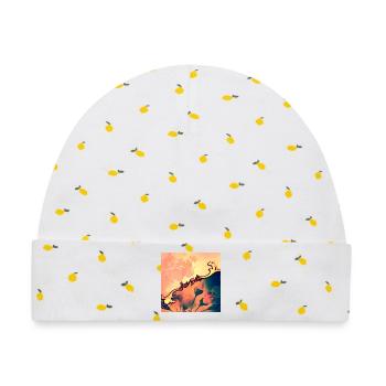 wunderbares Blumendesign - Baby Premium Organic Mütze - Weiß/Zitronengelb - Vorne