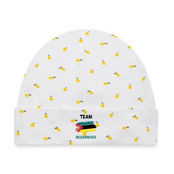 Team Mosambik Flaggen Design - Baby Premium Organic Mütze - Weiß/Zitronengelb - Vorne