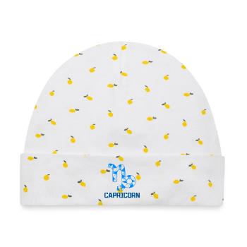 Tierkreis Spruch Steinbock Sterndeutung Galaxie - Baby Premium Organic Mütze - Weiß/Zitronengelb - Vorne