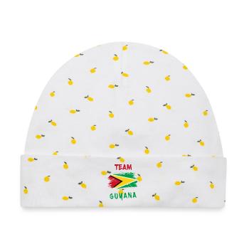 Team Guyana Flaggen Design - Baby Premium Organic Mütze - Weiß/Zitronengelb - Vorne