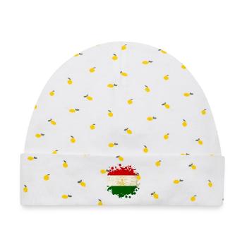 Tadschikistan Klecks Flaggen Design - Baby Premium Organic Mütze - Weiß/Zitronengelb - Vorne