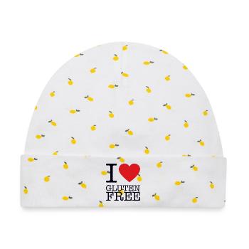I LOVE GLUTEN FREE - Baby Premium Organic Mütze - Weiß/Zitronengelb - Vorne