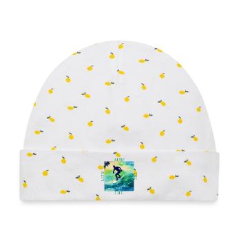 Surfer auf Farbwellen - Baby Premium Organic Mütze - Weiß/Zitronengelb - Vorne