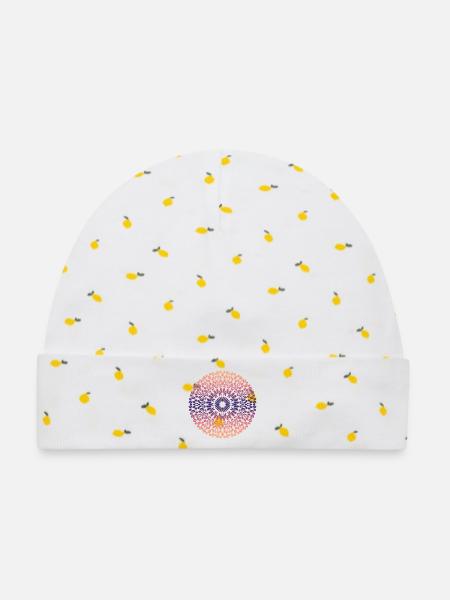 Mandala - Baby Premium Organic Mütze - Weiß/Zitronengelb