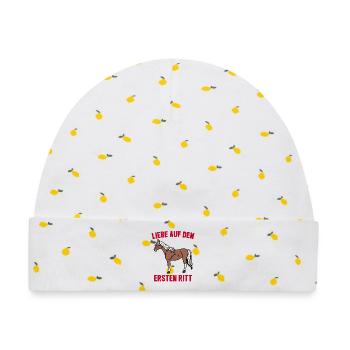 Islandpferde Pferdenarr Cool Statement Pferde - Baby Premium Organic Mütze - Weiß/Zitronengelb - Vorne