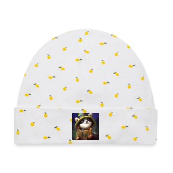 Süßer Panda mit kleinen Feen - Baby Premium Organic Mütze - Weiß/Zitronengelb - Vorne
