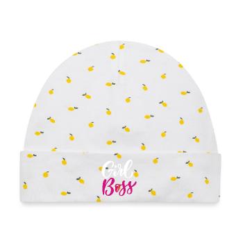 Mädchen - Baby Premium Organic Mütze - Weiß/Zitronengelb - Vorne