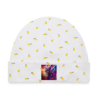 Wunderbares buntes Einhorn mit Blumen. - Baby Premium Organic Mütze - Weiß/Zitronengelb - Vorne