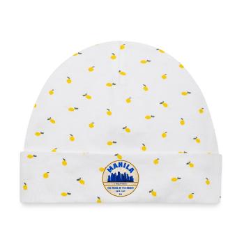 Manila Skyline Pearl of the Orient - Baby Premium Organic Mütze - Weiß/Zitronengelb - Vorne