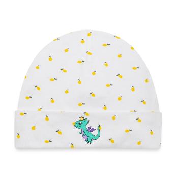 Drache Drachen - Baby Premium Organic Mütze - Weiß/Zitronengelb - Vorne