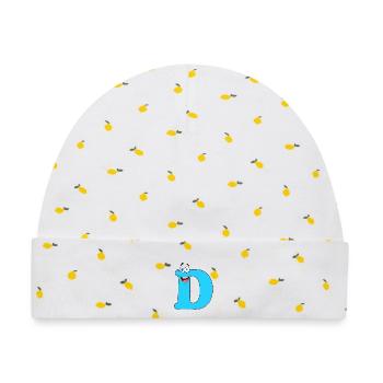 D - Baby Premium Organic Mütze - Weiß/Zitronengelb - Vorne