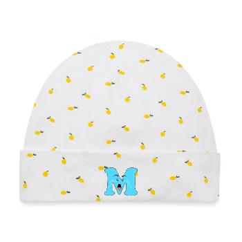 M - Baby Premium Organic Mütze - Weiß/Zitronengelb - Vorne