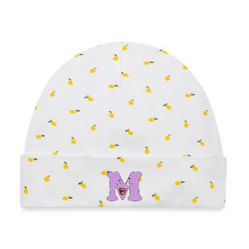M - Baby Premium Organic Mütze - Weiß/Zitronengelb - Vorne