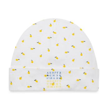 Ukraine Alphabet Flagge Kyrillisch - Baby Premium Organic Mütze - Weiß/Zitronengelb - Vorne