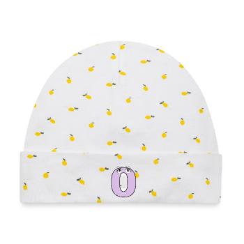 O - Baby Premium Organic Mütze - Weiß/Zitronengelb - Vorne