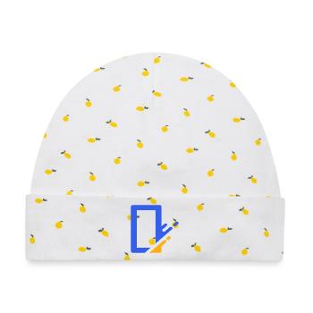 Geometrische Blau Orange Kaskade - Baby Premium Organic Mütze - Weiß/Zitronengelb - Vorne