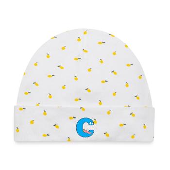 C - Baby Premium Organic Mütze - Weiß/Zitronengelb - Vorne
