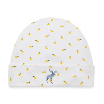 Elch Skulptur Schweden - Baby Premium Organic Mütze - Weiß/Zitronengelb - Vorne