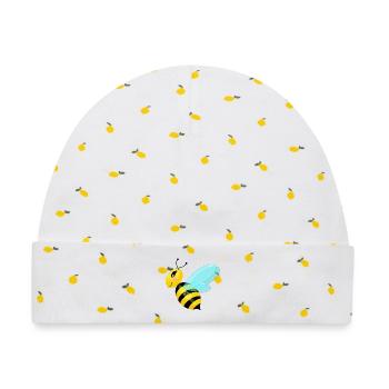Fliegende anmutige Biene - Baby Premium Organic Mütze - Weiß/Zitronengelb - Vorne