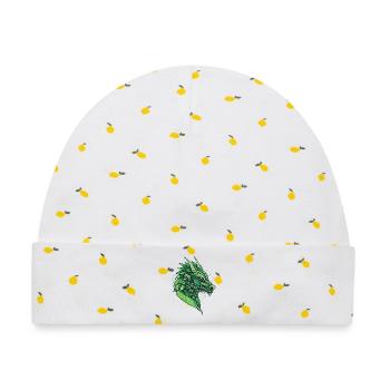 Stilisierter, geometrischer Drache - Baby Premium Organic Mütze - Weiß/Zitronengelb - Vorne