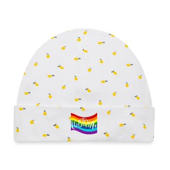 LGBTQIA+ Regenbogen-Pride Design - Baby Premium Organic Mütze - Weiß/Zitronengelb - Vorne