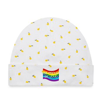 Stolz Laut Pride Flag Design - Baby Premium Organic Mütze - Weiß/Zitronengelb - Vorne