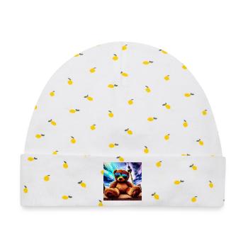 Teddy in Berlin II - Baby Premium Organic Mütze - Weiß/Zitronengelb - Vorne