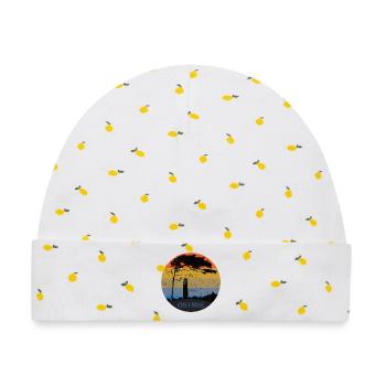 Typisch Ostsee - Leuchtturm und Windflüchter - Baby Premium Organic Mütze - Weiß/Zitronengelb - Vorne