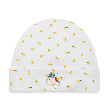 bunte Drachen fliegen mit bunten Bänder im Herbst - Baby Premium Organic Mütze - Weiß/Zitronengelb - Vorne