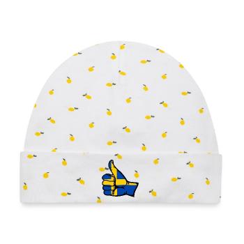 Schweden Flagge alles klar Symbol - Baby Premium Organic Mütze - Weiß/Zitronengelb - Vorne
