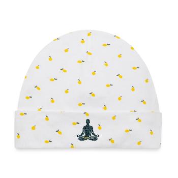 Meditative Pose - Baby Premium Organic Mütze - Weiß/Zitronengelb - Vorne