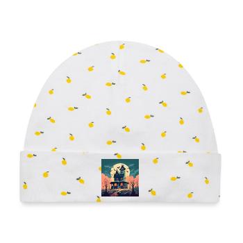 Haunted House - Baby Premium Organic Mütze - Weiß/Zitronengelb - Vorne