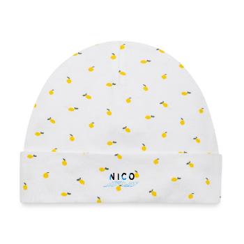 Nico - Baby Premium Organic Mütze - Weiß/Zitronengelb - Vorne