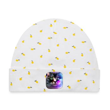 Neonkatze Farbenspiel Portrait - Baby Premium Organic Mütze - Weiß/Zitronengelb - Vorne