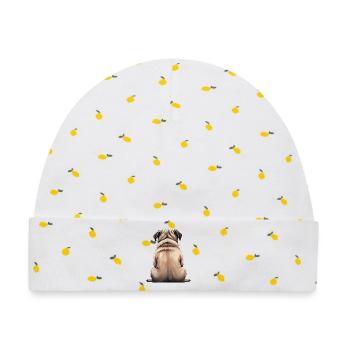 Mops - Baby Premium Organic Mütze - Weiß/Zitronengelb - Vorne