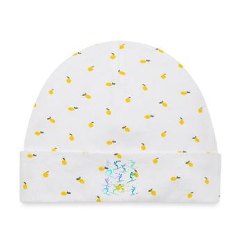 SKI ANFÄNGER SKIFAHREN SKIPISTE - Baby Premium Organic Mütze - Weiß/Zitronengelb - Vorne