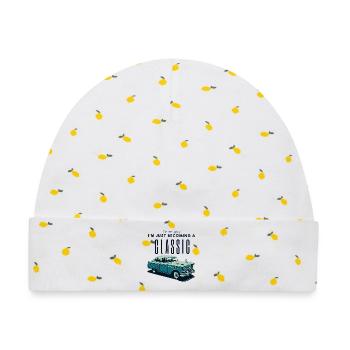 Oldtimer Zeitalter Nostalgie Design - Baby Premium Organic Mütze - Weiß/Zitronengelb - Vorne