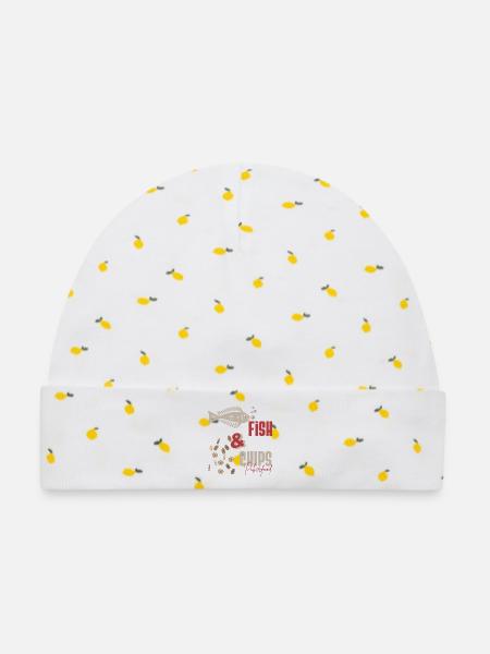 Poker - POKER FISH AND CHIPS Poker Essen - Poker spielen - Baby Premium Organic Mütze - Weiß/Zitronengelb