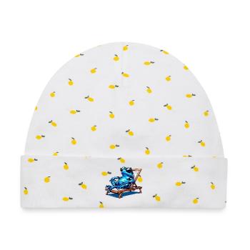 Pfeilgiftfrosch Frosch Design - Baby Premium Organic Mütze - Weiß/Zitronengelb - Vorne