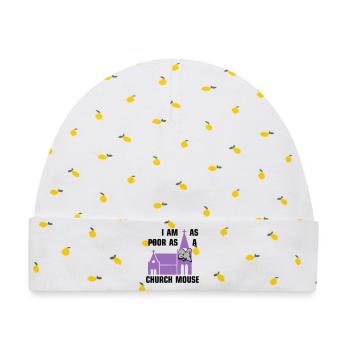 I am as poor as a church mouse - Baby Premium Organic Mütze - Weiß/Zitronengelb - Vorne