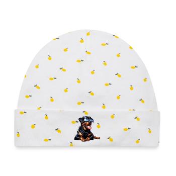 Rottweiler Hunde Design - Baby Premium Organic Mütze - Weiß/Zitronengelb - Vorne