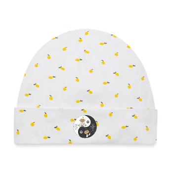 Yin Yang - Baby Premium Organic Mütze - Weiß/Zitronengelb - Vorne