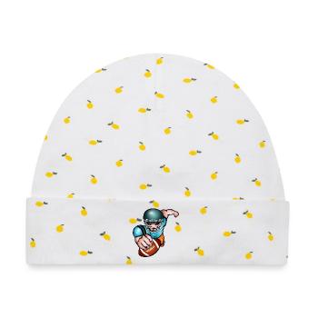 Football Spieler mit Football Helm und Spielball - Baby Premium Organic Mütze - Weiß/Zitronengelb - Vorne