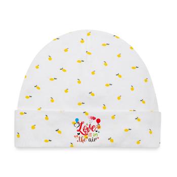 Liebe liegt in der Luft - Baby Premium Organic Mütze - Weiß/Zitronengelb - Vorne