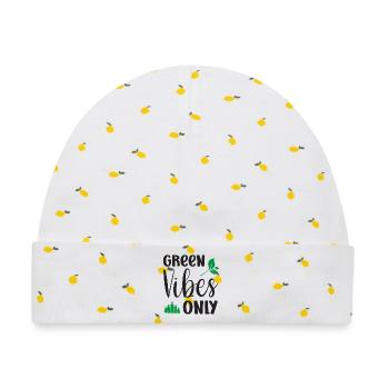 Nur grüne Vibes - Baby Premium Organic Mütze - Weiß/Zitronengelb - Vorne