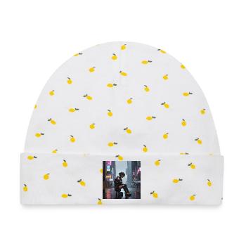 Cyberpunk Regenkämpferin - Baby Premium Organic Mütze - Weiß/Zitronengelb - Vorne