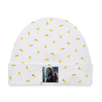 Regenstadt Cyborg Damenlook - Baby Premium Organic Mütze - Weiß/Zitronengelb - Vorne